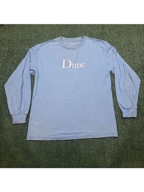Dime MTL Skateboarding Graphic T Shirt Men's Size M Blue Long Sleeve Crew Neck